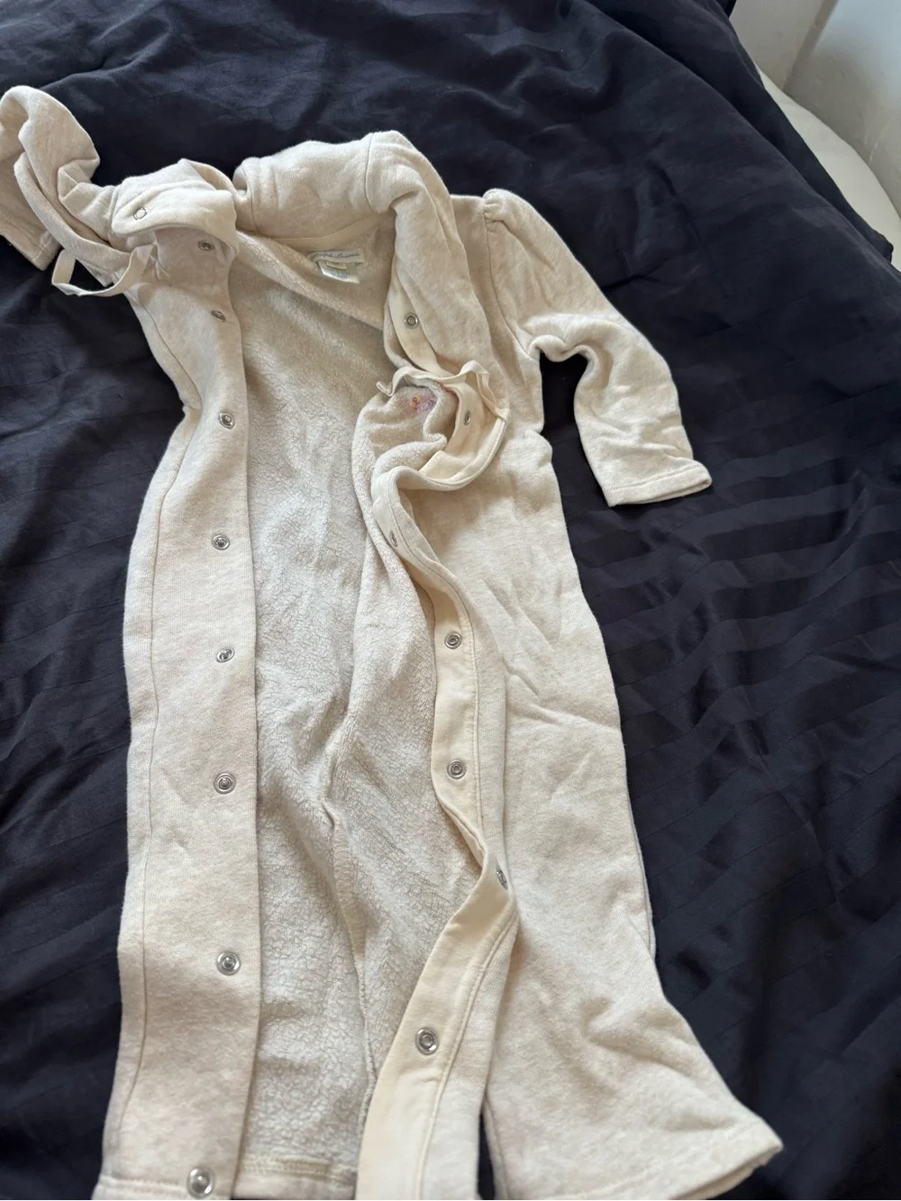 Ralph Lauren Cream Infant One-Piece with Embroidered Crest